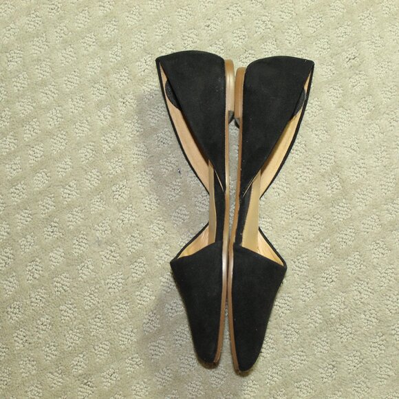 J.CREW Women's 7 Black Suede Zoe D'Orsay Pointed-Toe Flats BH954 - Picture 4 of 7
